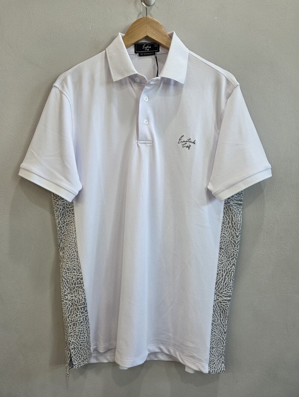Eastside Golf Polo Shirt White Elephant Print Gray Men's Size Medium